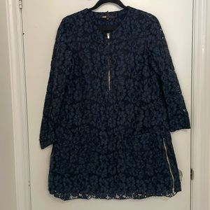 Maje navy lace Zipper Detail mini dress